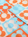 Orange & Blau 1960er Blume Stehkragen Kleid