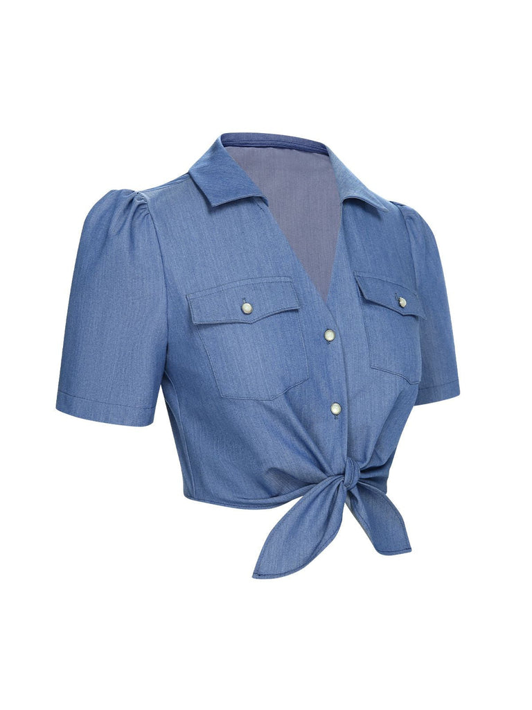 2PCS 1950er Solide Bluse & Polka Dots Rock