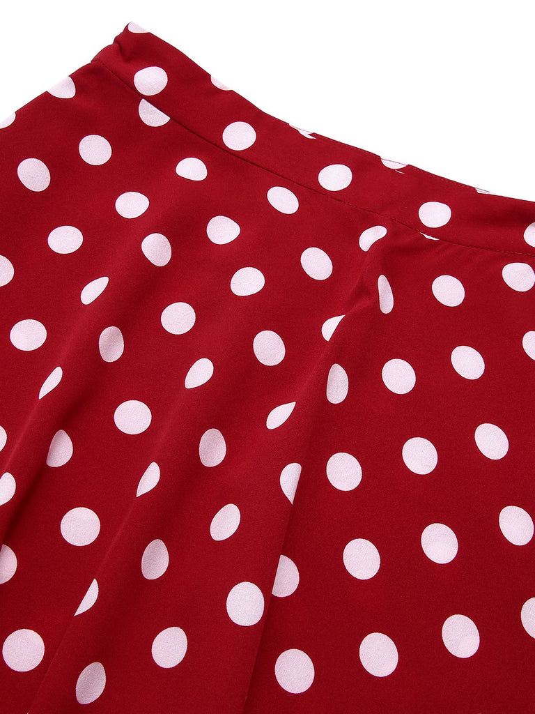 2PCS 1950er Solide Bluse & Polka Dots Rock