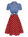 2PCS 1950er Solide Bluse & Polka Dots Rock