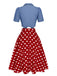 2PCS 1950er Solide Bluse & Polka Dots Rock