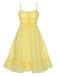 Gelb 1940er Spaghetti Träger Rüschensaum Kleid