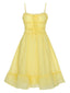 Gelb 1940er Spaghetti Träger Rüschensaum Kleid