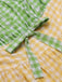 Multicolor 1950er Baumwolle Breit-Träger Plaid Patchwork Kleid