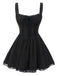 Schwarz 1950er Solide Spitze Gotisch Kleid