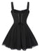 Schwarz 1950er Solide Spitze Gotisch Kleid