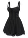 Schwarz 1950er Solide Spitze Gotisch Kleid