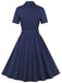 1950er Revers Solide Tasten Gürtel kleid