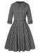 2PCS 1950er Revers Gerollte Ärmel Plaids Mantel & Träger Kleid