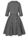 2PCS 1950er Revers Gerollte Ärmel Plaids Mantel & Träger Kleid