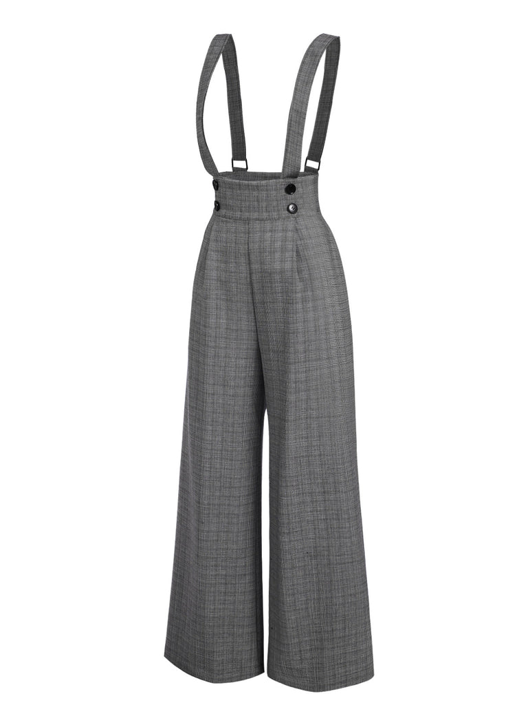 Grün 1940er Glen Plaid Geknöpft Overall Hosen