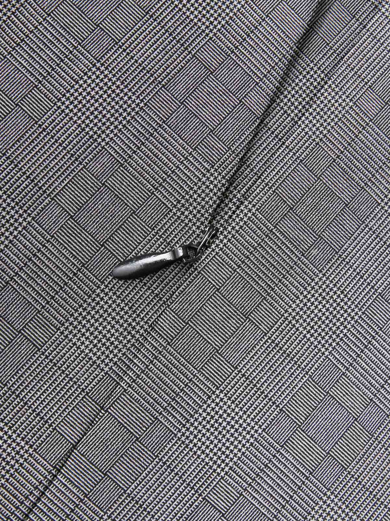 2PCS Grün 1940er Satin Puffärmel Bluse & Glen Plaid Overall Hose