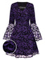 Lila 1960er Fledermäuse Masche Glockenärmel Kleid