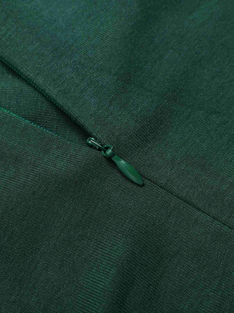 Grün 1930er Plaid Schlüssellochhals Jumpsuit