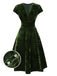 Rot 1940er Tief V-Ausschnitt Perle Samt Kleid
