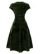 Rot 1940er Tief V-Ausschnitt Perle Samt Kleid