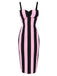 Rosa & Schwarz 1960er Vertikale Streifen Träger Bleistiftkleid