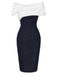 Grün 1960er Kunstpelz Schulterfrei Kleid