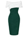 Grün 1960er Kunstpelz Schulterfrei Kleid