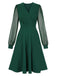 1940er V-Ausschnitt Solide Polka Dots Patchwork Kleid