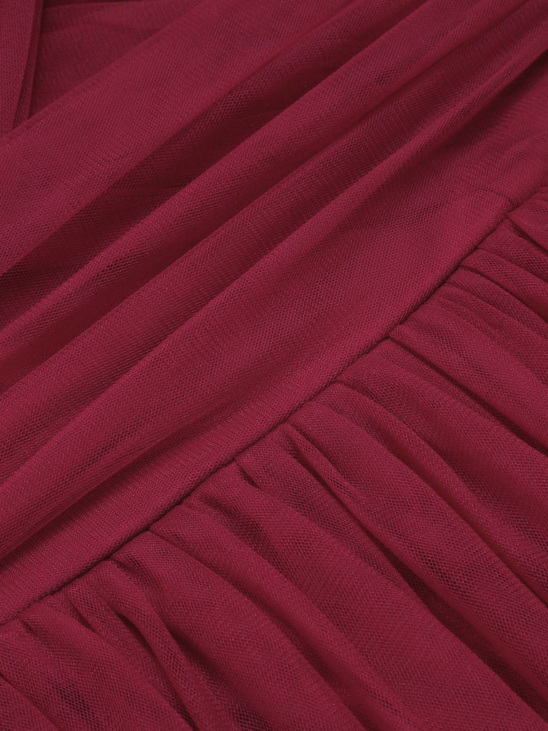 Grün 1950er Spaghetti Träger Schulterfrei Masche Kleid