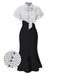 Schwarz 1930er Dots Krawattenhals Meerjungfrauenkleid
