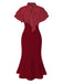 Schwarz 1930er Dots Krawattenhals Meerjungfrauenkleid