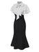 Schwarz 1930er Dots Krawattenhals Meerjungfrauenkleid