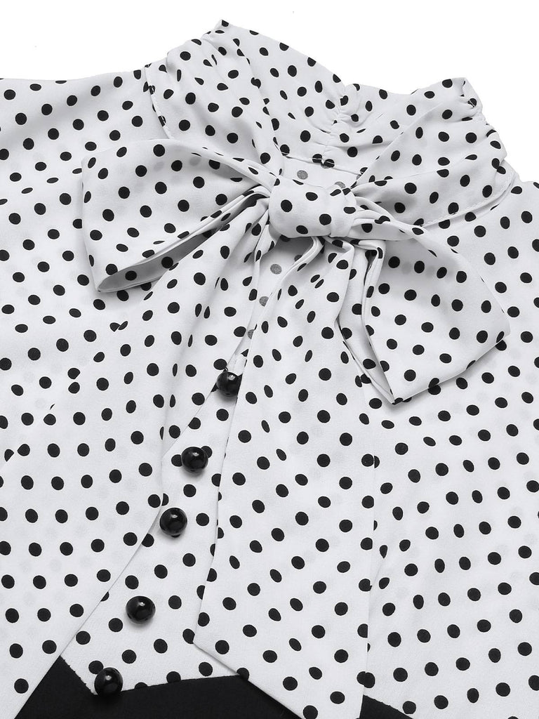 Schwarz 1930er Dots Krawattenhals Meerjungfrauenkleid