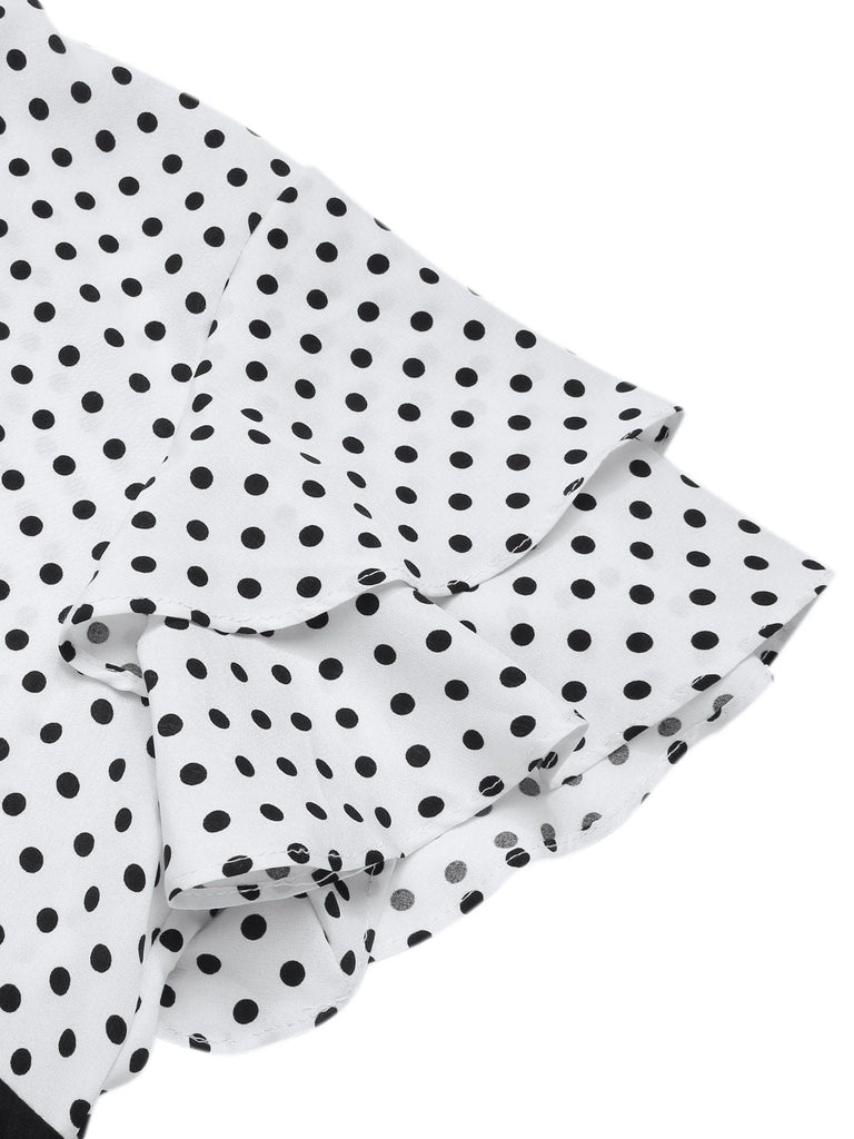 Schwarz 1930er Dots Krawattenhals Meerjungfrauenkleid