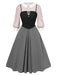 2PCS 1940er Farbblock Rosa Bluse & Grau Kleid