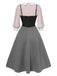 2PCS 1940er Farbblock Rosa Bluse & Grau Kleid