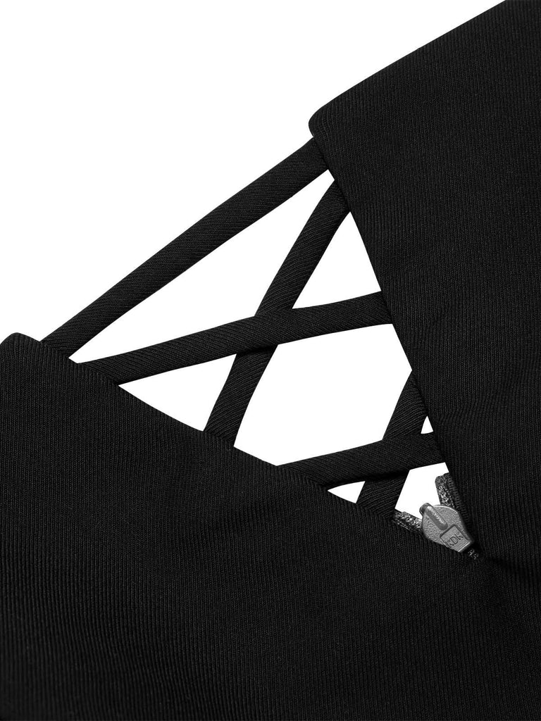 Grau 1940er Farbblock Plissiertes Träger Kleid