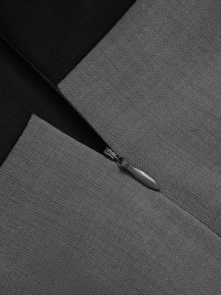 2PCS 1940er Farbblock Rosa Bluse & Grau Kleid