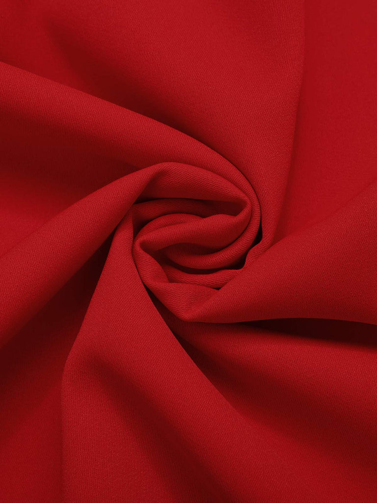 Rot 1950er Herzförmiger Hals Flügelärmel Kirsche Kleid