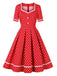 1950er Polka Dots Patchwork Swing Kleid