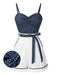 Rosa 1940er Polka Dot Patchwork Träger Romper