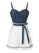 Rosa 1940er Polka Dot Patchwork Träger Romper