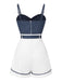 Rosa 1940er Polka Dot Patchwork Träger Romper