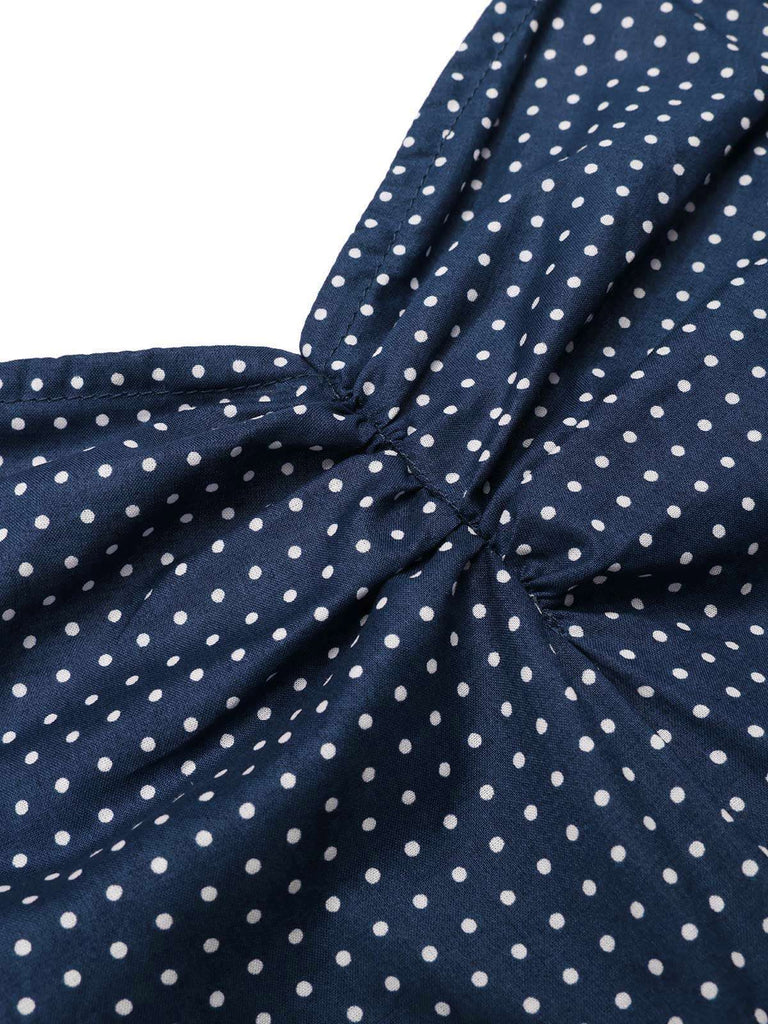 Rosa 1940er Polka Dot Patchwork Träger Romper