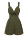 Grün 1940er Solide Ausgehöhlter Verdrehter Romper