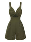 Grün 1940er Solide Ausgehöhlter Verdrehter Romper