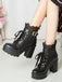 Leder Spitze Patchwork High Heel Ankle Stiefel