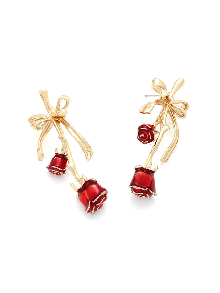 Retro Gold Schleife 3D-Rose Ohrringe
