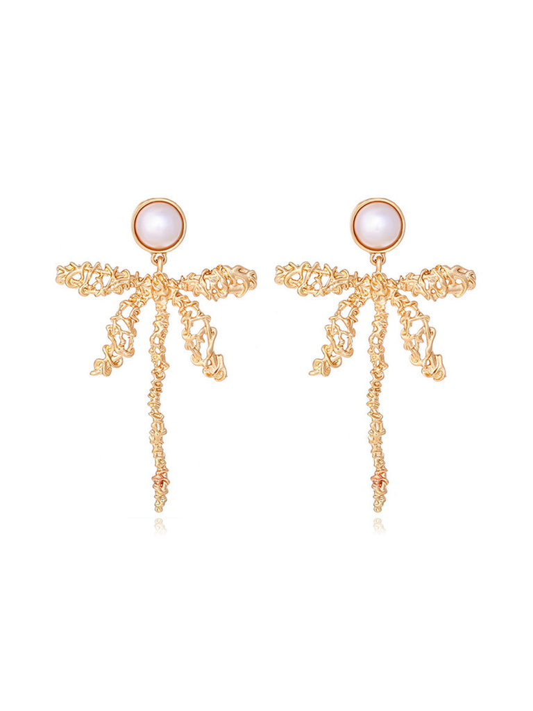 Retro Perle Libellendraht Tropfenohrringe