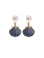 Vintage Blau Muschel Perlen Ohrringe