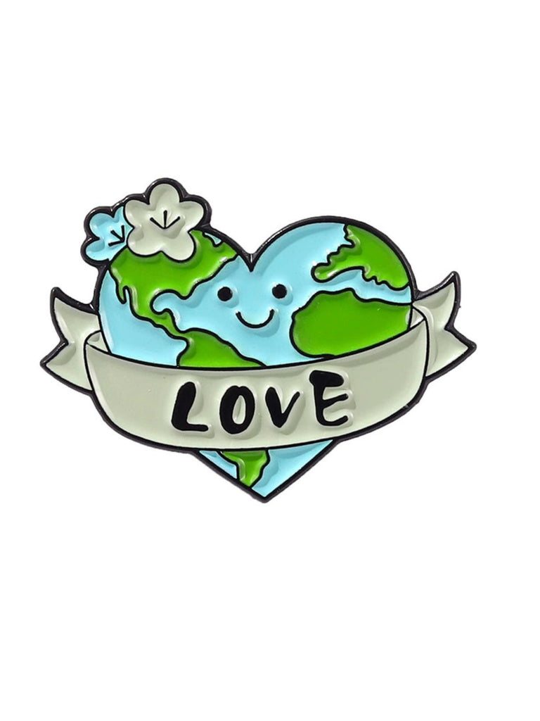 Karikatur Tag der Erde Briefe Runde Brosche