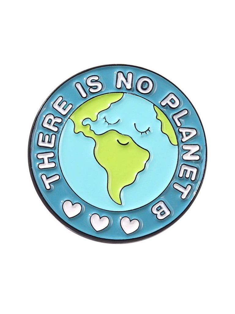 Karikatur Tag der Erde Briefe Runde Brosche