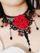 Gothic 3D Rose Edelstein Anhänger Choker Halskette