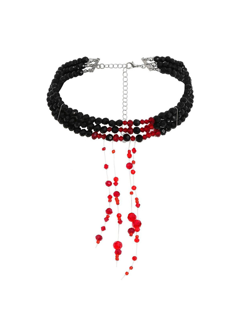 Gothic Mehrschichtig Beaded Blutstropfen Anhänger Halskette